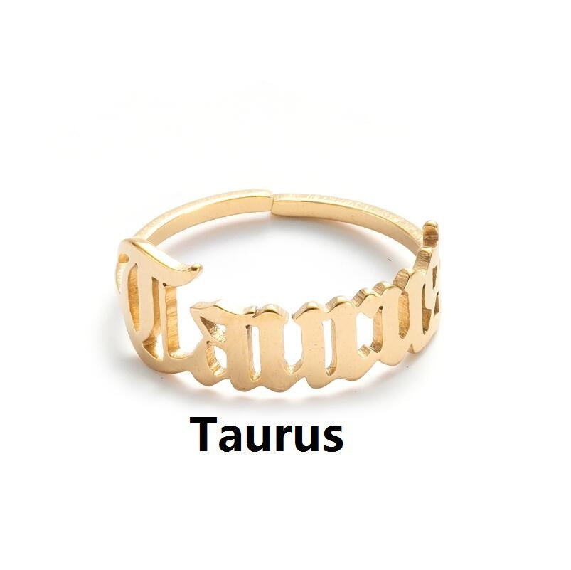 Wholesale Stainless steel retro twelve zodiac simple open ring